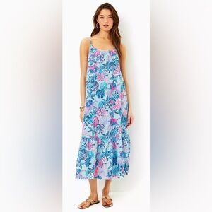 Lilly Pulitzer Amerie Linen Midi Dress XL  100% linen